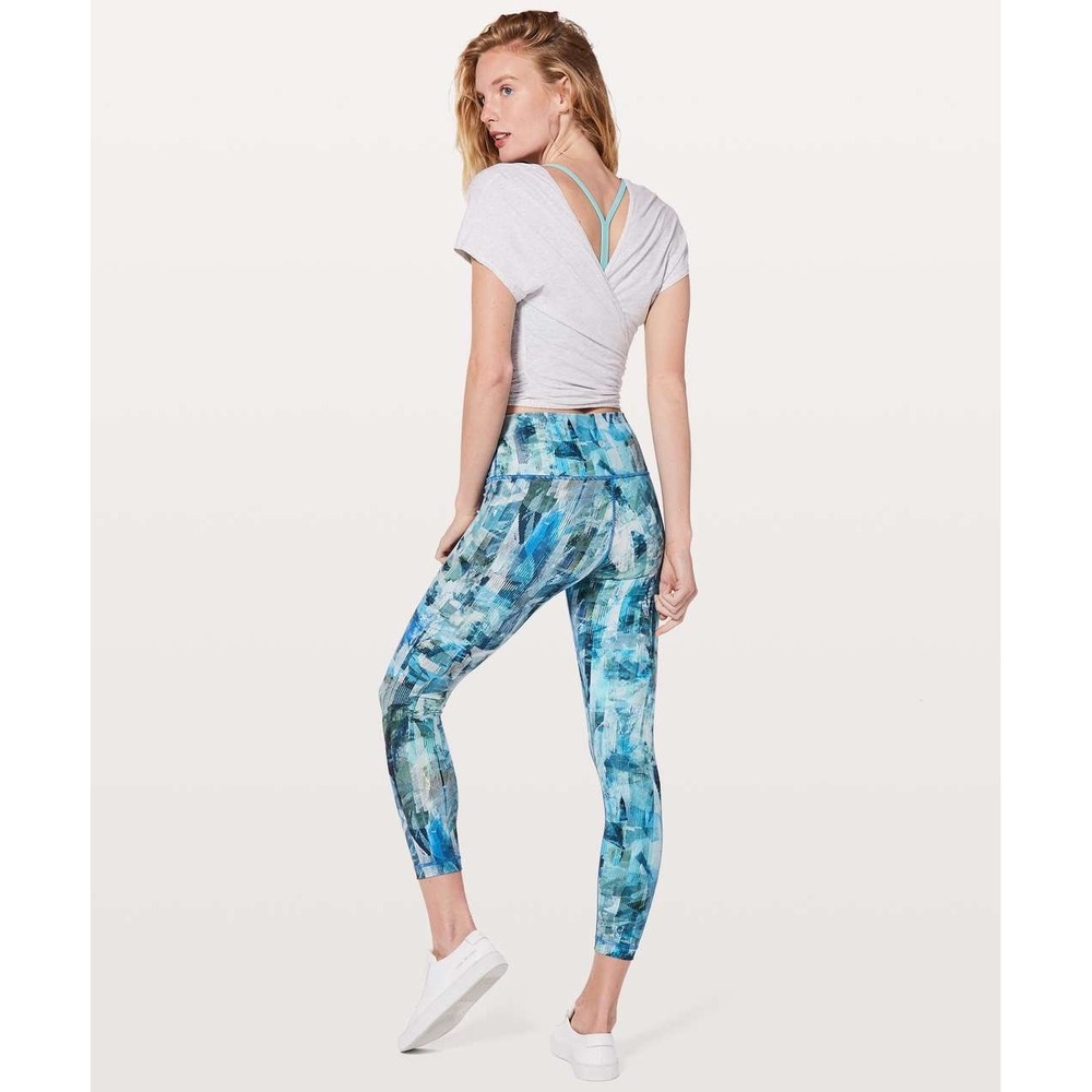 Lululemon Wunder Under Hi-Rise 7/8 Tight 21" Abstract Blue Teal Multi Size 6 - Picture 3 of 12
